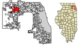 Location of Elgin in Kane and Cook Counties
