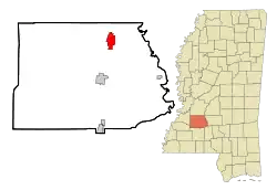 Location of Crystal Springs, Mississippi