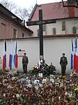 Candlelight vigil at the Katyń Memorial Cross at the Church of St. Giles, Kraków following the Smolensk air disaster
