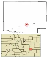 Location of Ordway in Crowley County, Colorado.