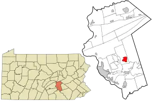 Location in Dauphin County and state of Pennsylvania.
