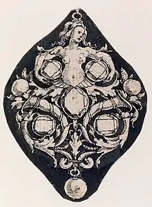 Pen and ink design for a pendant by Hans Holbein the Younger, British Museum