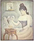 Georges Seurat, 1889–90, Jeune femme se poudrant (La Poudreuse), oil on canvas, 94.2 × 79.5&nbsp;cm, Courtauld Institute of Art, London