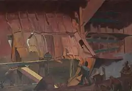 Divers at Work Repairing a Torpedoed Ship by John Laviers Wheatley