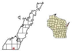 Location of Forestville in Door County, Wisconsin.