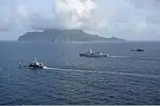INS&nbsp;Saryu&nbsp;(P54), IN LCU 55 and IN LCU 58 approaching Barren Island