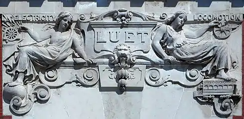 'Electricity' and 'Locomotion' above the London United Electrical Tramway Company's Power House doorway