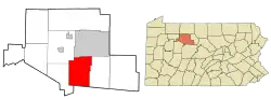 Location in Elk County and the state of Pennsylvania.