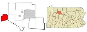 Location in Elk County and the state of Pennsylvania.