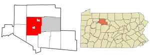 Location in Elk County and the state of Pennsylvania.