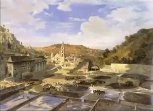 Courtyard of the Hacienda de Regla (1857) by Eugenio Landesio