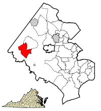 Location of Centreville in Fairfax County, Virginia