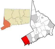 Greenwich's location within Fairfield County and Connecticut