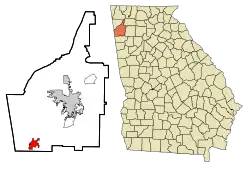 Location in Floyd County and the state of Georgia