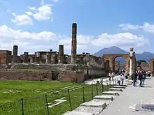 Image 24The Forum of Pompeii with Vesuvius in the distance (from Culture of Italy)