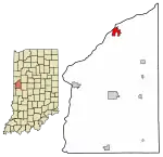Location of Attica in Fountain County, Indiana.