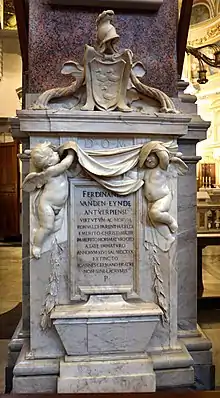 Tomb of Ferdinand van den Eynde, designed and executed by François Duquesnoy, 1633–1640, marble, Santa Maria dell'Anima, Rome, Italy