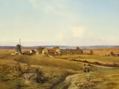 Painting from Eanscher's collection: Frederik Rodhe's View of Joenstrup Seminarium. Wamscher's father-in-law was headmaster of the institution.