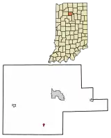 Location of Fulton in Fulton County, Indiana.