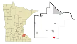 Location of Pine Islandwithin Goodhue and Olmsted Countiesin the state of Minnesota