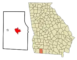 Location in Grady County and the state of Georgia