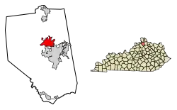Location of Dry Ridge in Grant County, Kentucky.