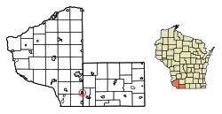 Location of Cuba City in Grant County, Wisconsin.