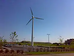 The NEG Micon M700 wind turbine at the Great River Energy headquarters in Maple Grove, Minnesota