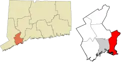 Stratford's location within the Greater Bridgeport Planning Region and the state of Connecticut