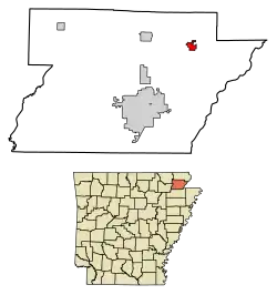 Location of Marmaduke in Greene County, Arkansas.