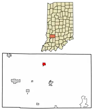 Location of Worthington in Greene County, Indiana.