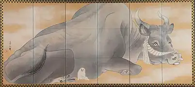 White Elephant and Black Bull (left panel)