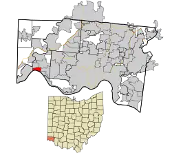 Location in Hamilton County and the state of Ohio