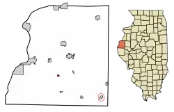 Location of Basco in Hancock County, Illinois.