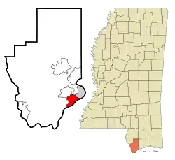 Location of Waveland, Mississippi