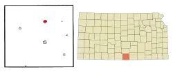 Location within Harper County and Kansas