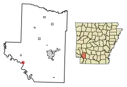 Location of Fulton in Hempstead County, Arkansas.