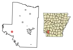 Location of McNab in Hempstead County, Arkansas.