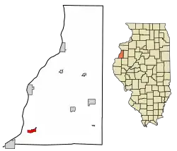 Location of Lomax in Henderson County, Illinois.