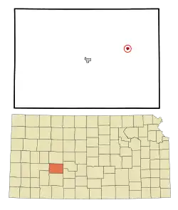 Location within Hodgeman County and Kansas