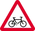 Cycleway ahead (cyclists on or crossing road ahead)