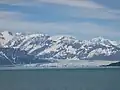 Hubbard Glacier and icebergs formed by calving