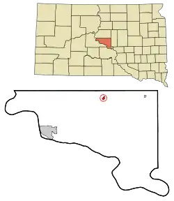 Location in Hughes County and the state of South Dakota