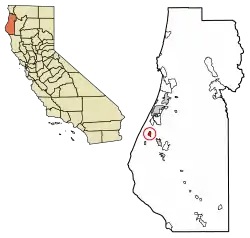 Location of Loleta in Humboldt County, California.