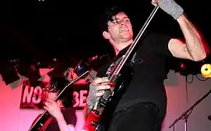 Kevin Cameron (left) and Jona Weinhofen (right) at the Corner Hotel in Melbourne in August 2005.