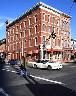 Imperial Granum Building (right), New Haven, Connecticut, 1877.