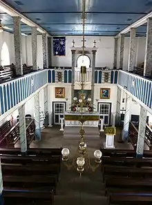 Pulpit altar at balcony level, St. Peter Lutheran, Serbin, Texas