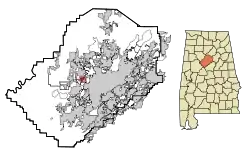 Location in Jefferson County and the state of Alabama