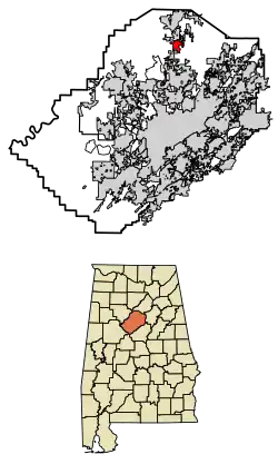 Location of Morris in Jefferson County, Alabama.