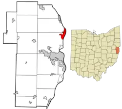 Location of Toronto in Jefferson County and in the state of Ohio